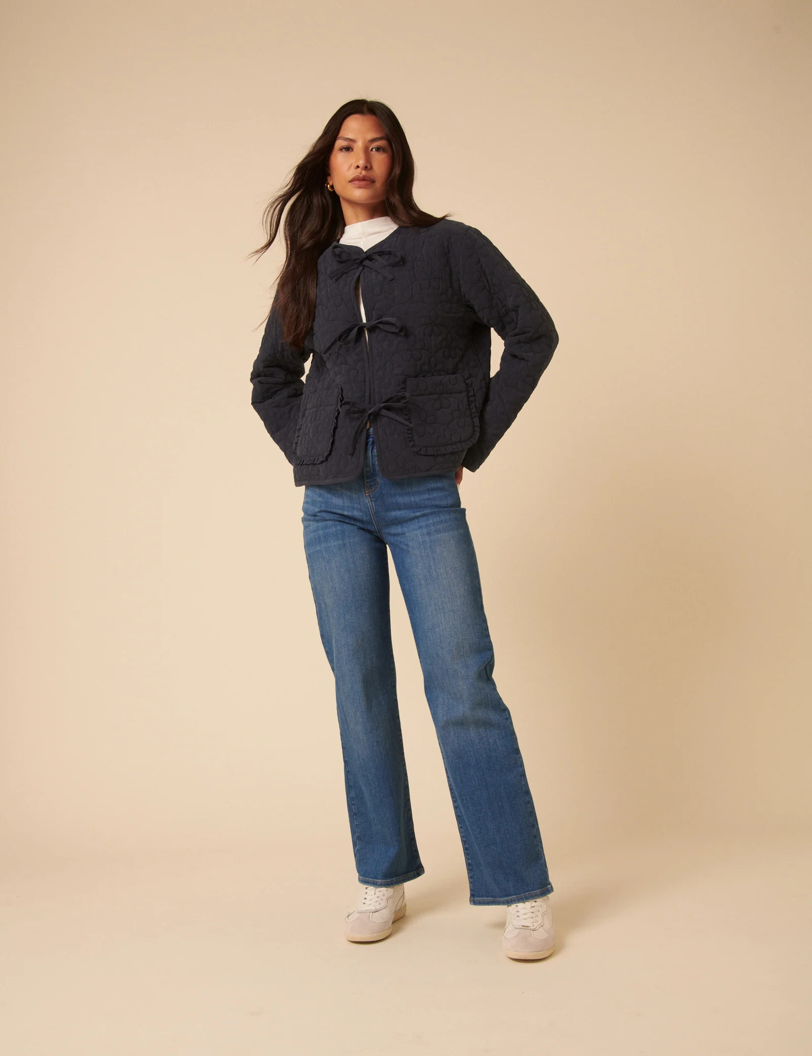 Navy Tie-Front Quilted Jacket | Nobody's Child