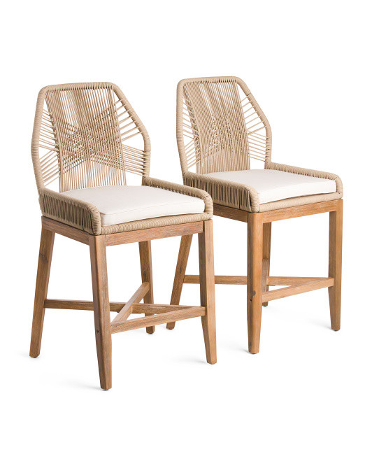 Set Of 2 Rope Cross Weave Counter Stools | TJ Maxx