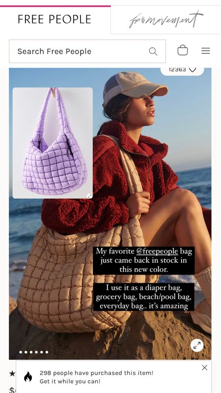 Free people quilted carry all bag! I use it as a diaper bag, baby bag, grocery bag, beach bag. Also perfect to bring on vacation and throw in your luggage 

Free people, mom favorite, back in stock 

#LTKSeasonal #LTKGiftGuide #LTKunder100