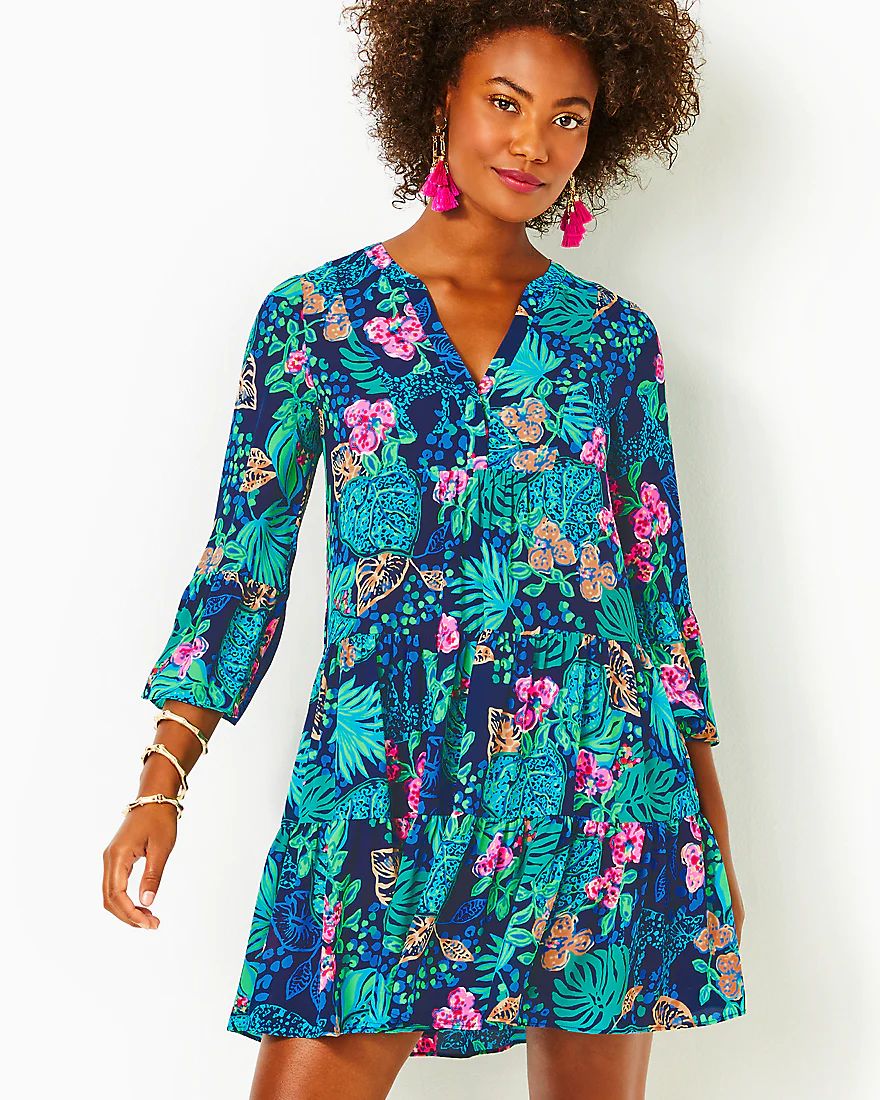 Gabriel 3/4 Sleeve Tunic Dress | Splash of Pink - A Lilly Pulitzer Store