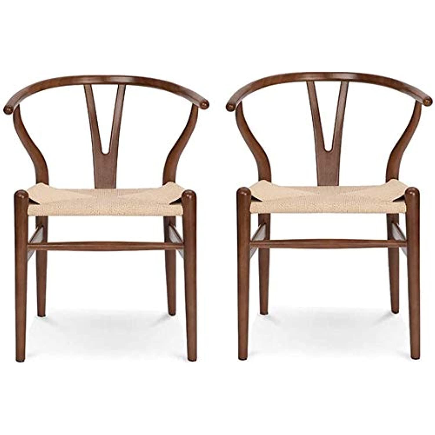 VODUR Wishbone Chair Natural Solid Wood Dining Chair/Hans Wegner Y-Shaped Backrest Hemp Seat Dini... | Amazon (US)