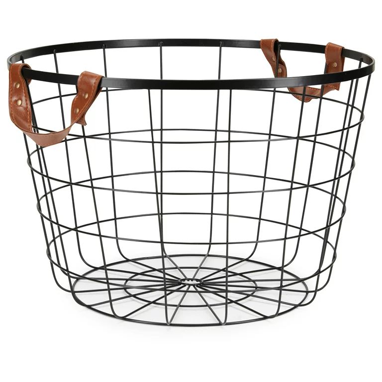 Mainstays, Round Wire Basket With Handles, Large Size, Black | Walmart (US)