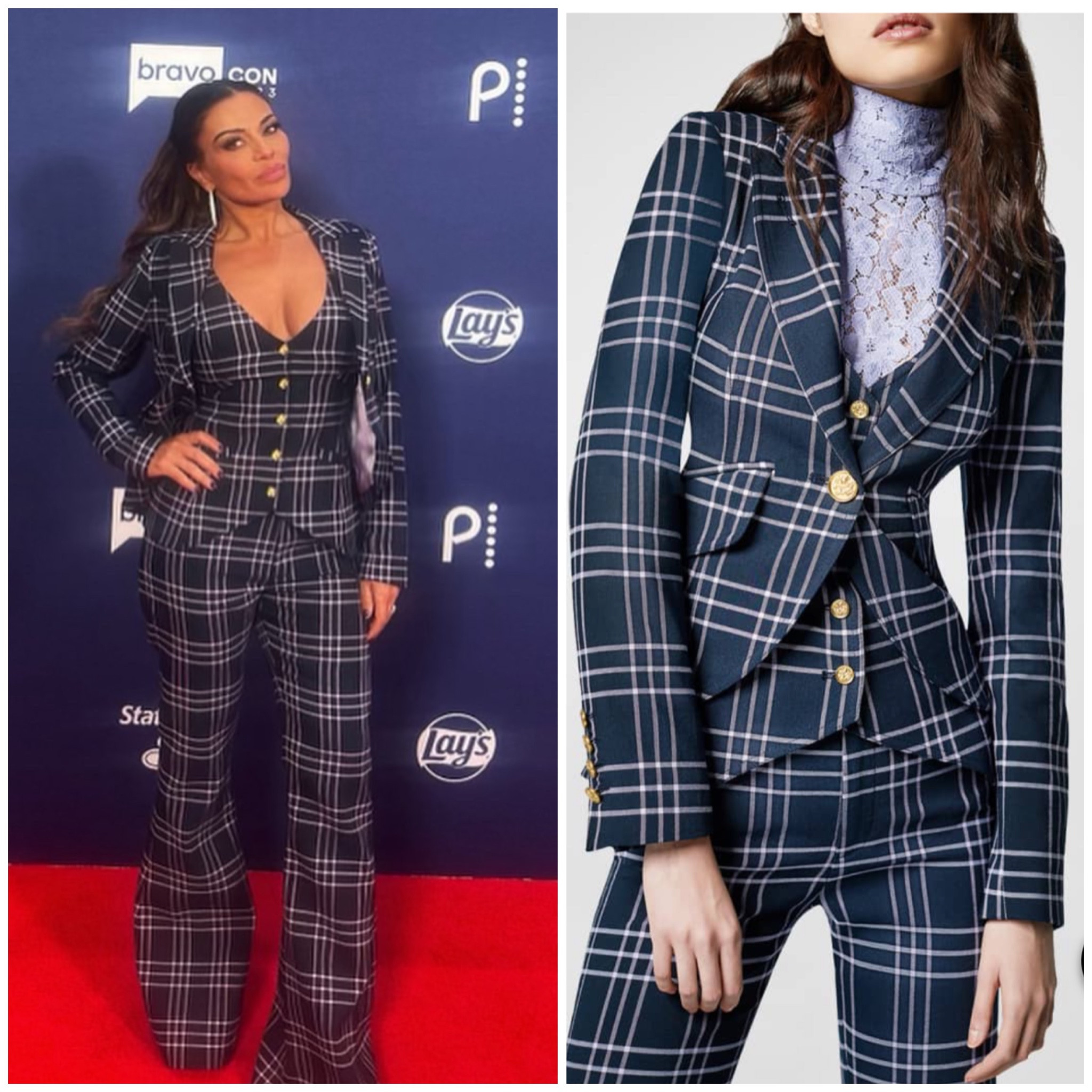 Dolores Catania’s Blue Plaid Suit at Bravocon 📸 = @dolorescatania