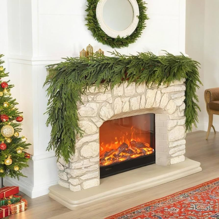 2 Pcs Christmas Norfolk Pine Garland- 6 ft Dense Real Touch Pine Garland Ornament- Realistic Arti... | Amazon (CA)