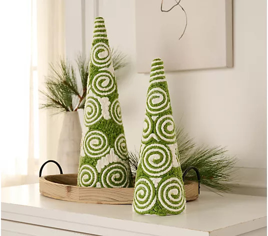 Kringle Express Set of 2 Peppermint Swirl Cone Trees - QVC.com | QVC