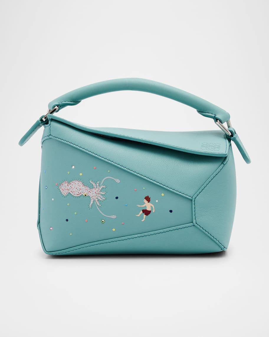 Loewe x Sunna Fujita Puzzle Edge Mini Squid-Print Shoulder Bag in Leather | Neiman Marcus