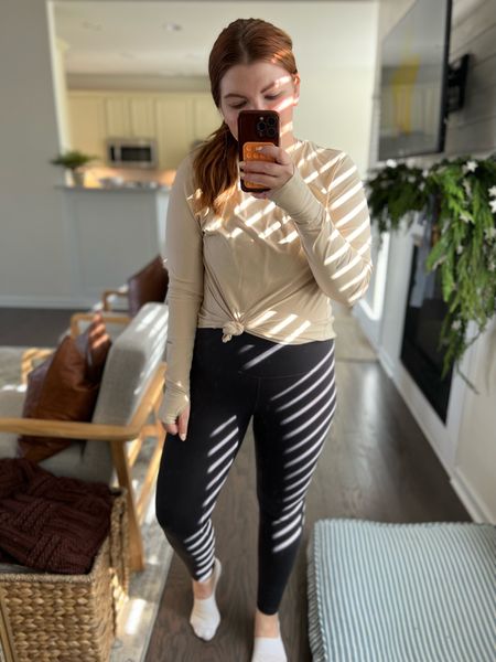 Gym OOTD I wear almost every time I go. These leggings are a great luxe look for less under $30 and come in tons of colors. I’m in a large here. I would say compared to lululemon they run a little more small. I’m a 6/8 in aligns right now and these fit perfect as a large. 

Top is a dicks find and I find the quality to be amazing. I’ve washed and worn this more times than I can count. Also in a large. 

I wear my hokas with this and they are back in stock in my neutral color combo so I’ll add that here. 



#LTKHolidaySale #LTKfitness #LTKmidsize
