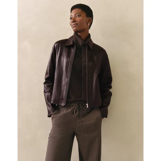 Leather Zip Through Jacket | The White Company UK & ROW