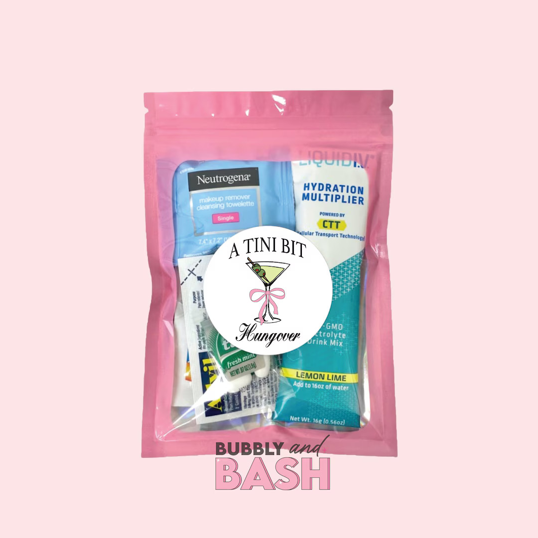 A Tini Bit Hungover Hangover Kit Bag Martini Bachelorette Martinis and Bikinis Hangover Kit Hango... | Etsy (US)