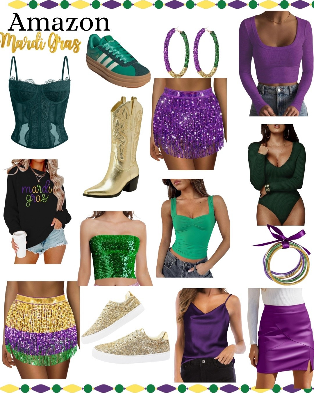 Mardi Gras outfit. Mardi Gras party style. Purple. Green. Gold. Glitter outfit. Amazon party 

#LTKTravel #LTKFindsUnder100 #LTKFindsUnder50