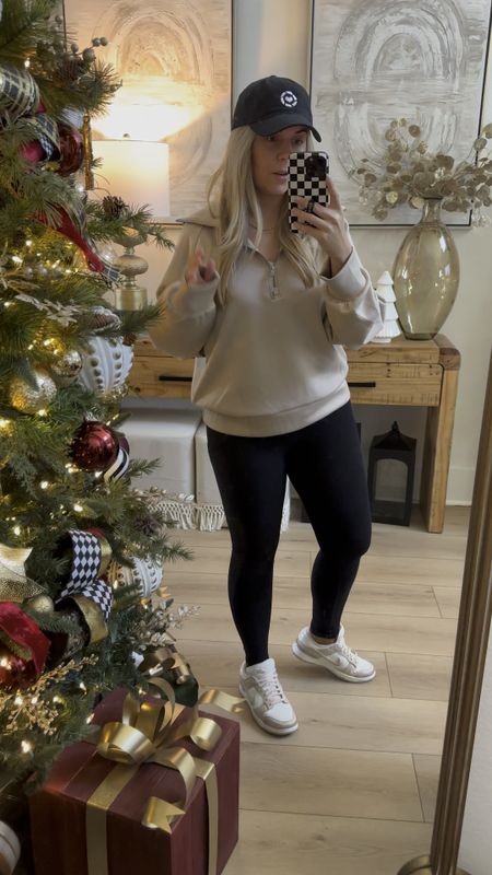 I sized up in this Spanx air essentials look for less pullover. It’s the best one I’ve found. So smooth. I’m loving my Nike dunk lows too! Very comfy and I sized up half a size in them. 

#LTKVideo #LTKshoecrush #LTKmidsize