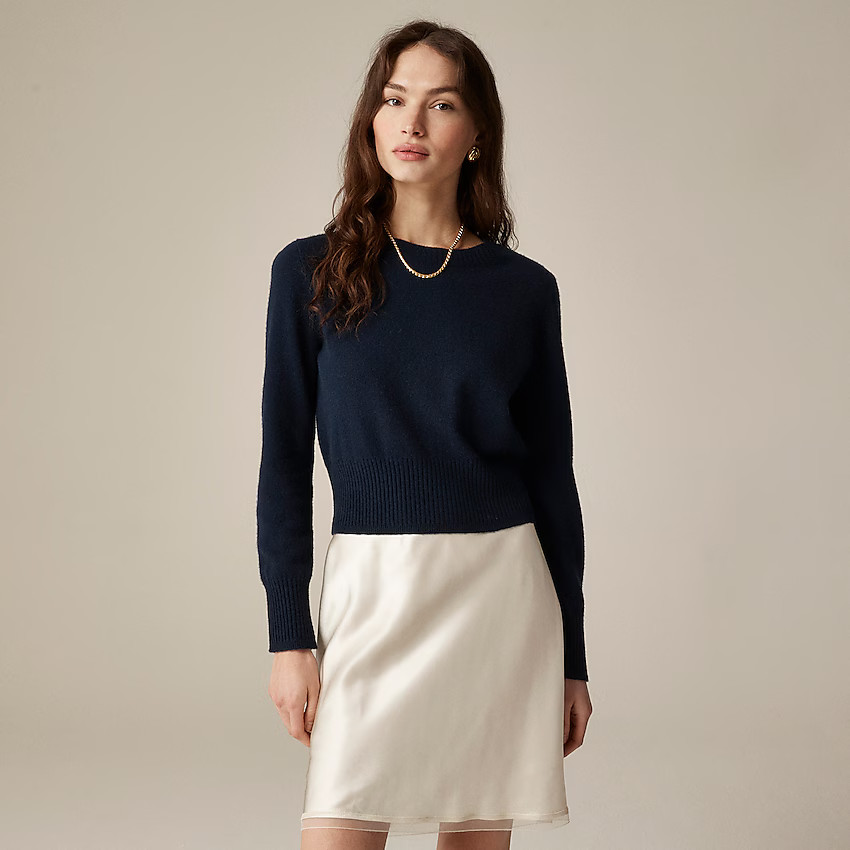 Cropped cashmere crewneck sweater | J. Crew US