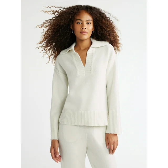 Free Assembly Women's Long Sleeve Wide Collar Sweater | Walmart (US)