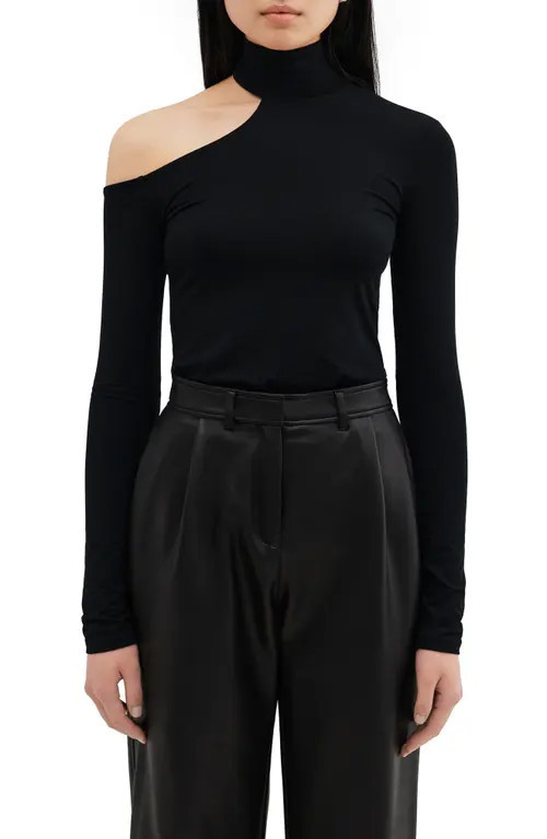 Marcella Evan Cutout Turtleneck Top in Black at Nordstrom, Size Xx-Large | Nordstrom