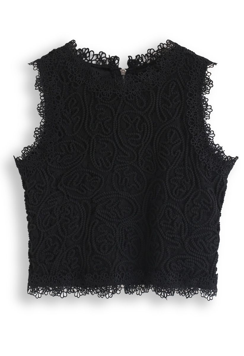 Diva Full Lace Crop Top in Black | Chicwish