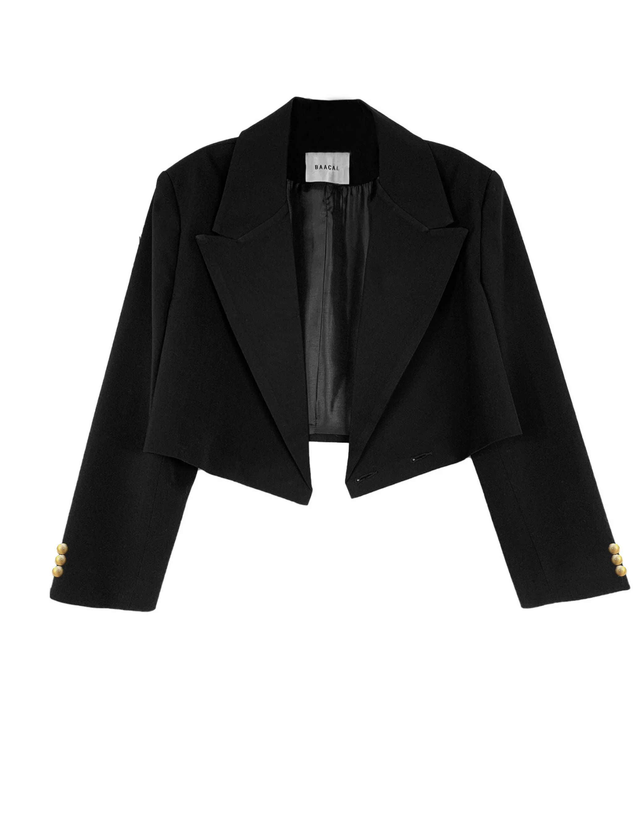 Cropped Blazer - Black Gold Buttons | BAACAL Limited, LLC