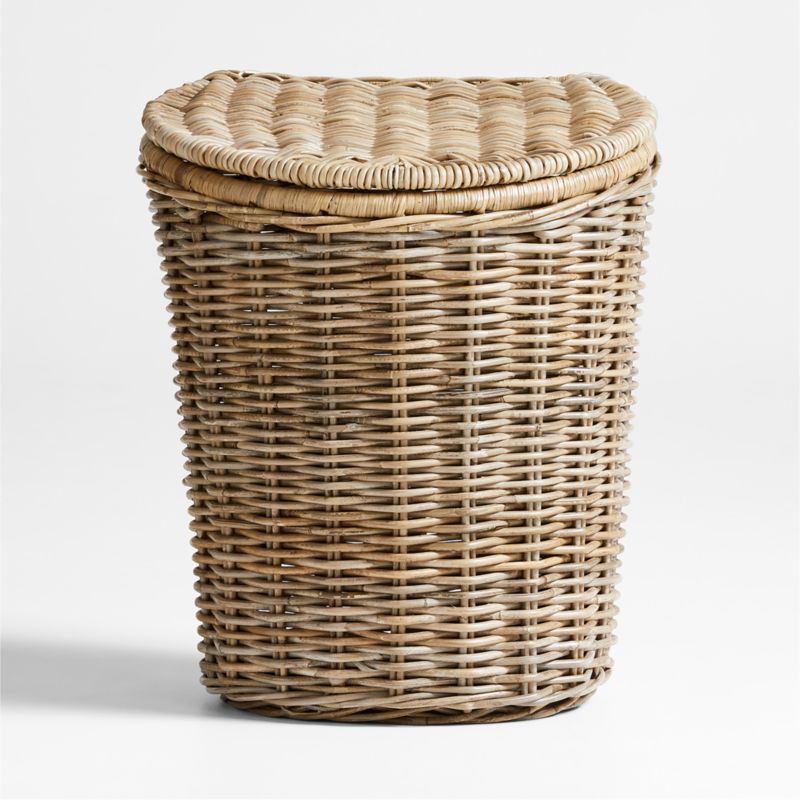 Poplar Woven Wicker Hamper with Lid and Handle by Leanne Ford | Crate & Kids | Crate & Barrel