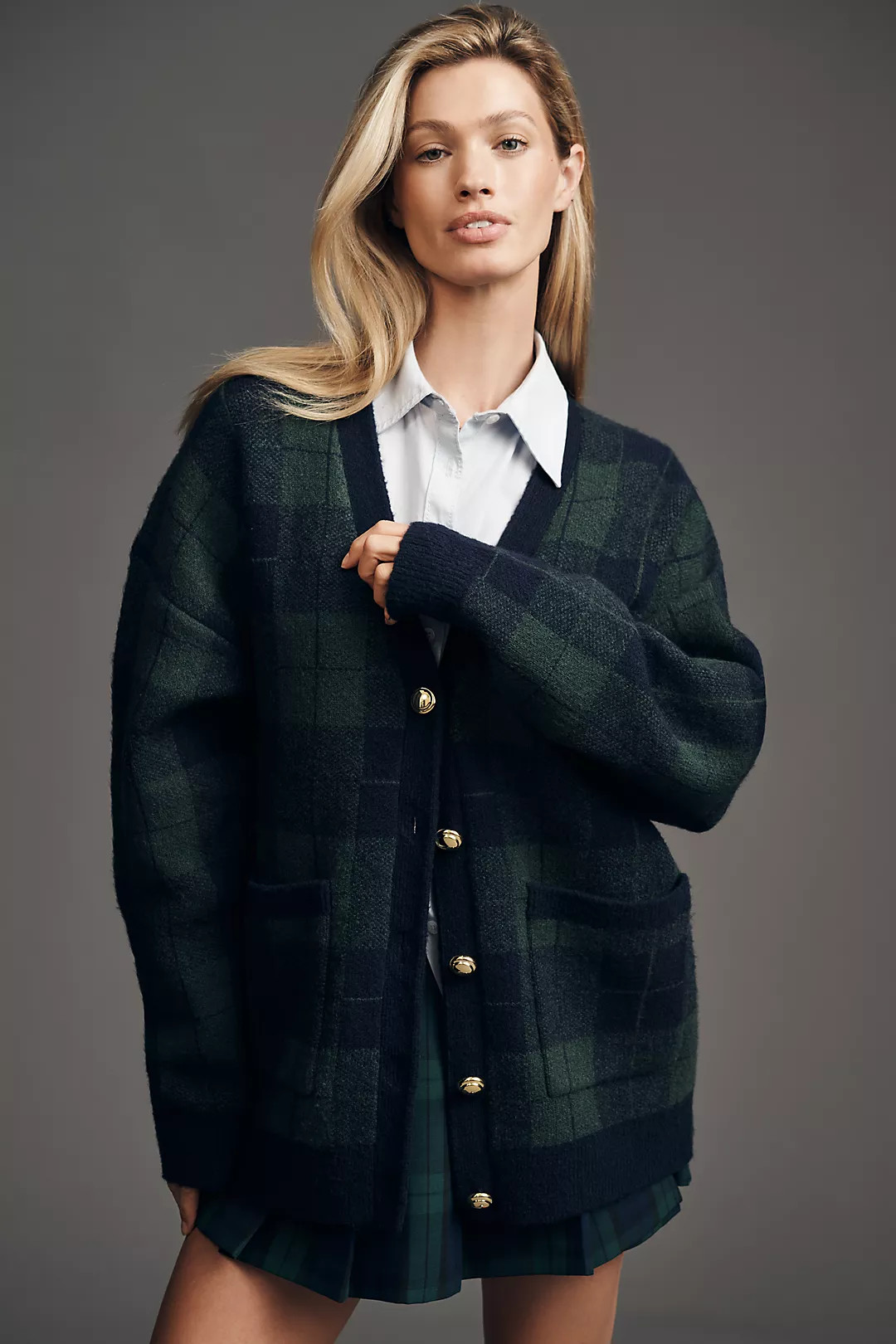 English Factory Oversized Plaid Cardigan Sweater | Anthropologie (US)