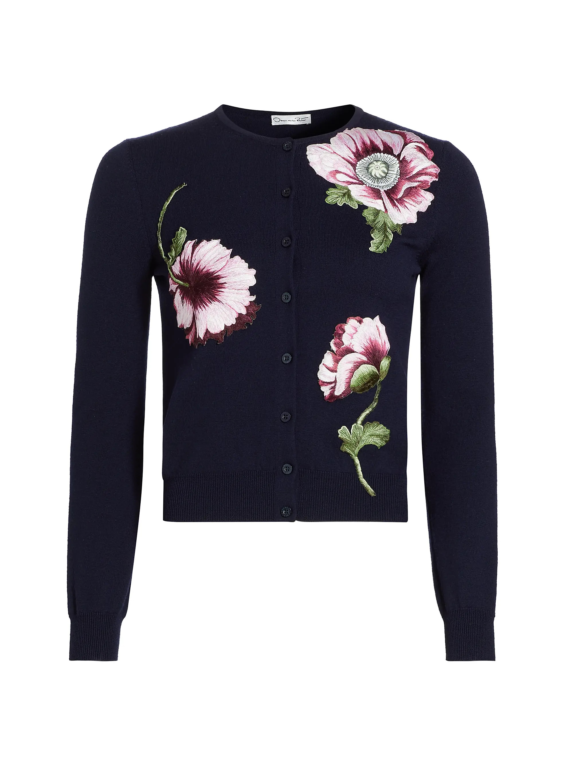 Poppies Embroidered Wool Cardigan | Saks Fifth Avenue