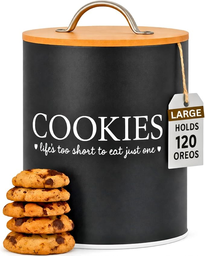 D'Lifeful Cookie Jar with Airtight Bamboo Lid – 1.1 Gallon Cute and Decorative Cookie Storage f... | Amazon (US)