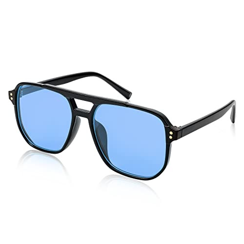 FEISEDY Retro Square Aviator Sunglasses Women Men 70s Vintage Trendy Plastic Frame Sun Glasses B2835 | Amazon (US)