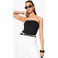 Womens Cotton Bow Detail Bandeau Top - Black - 12 | boohoo (US & Canada)