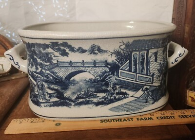 Asian Chinoiserie Porcelain Footbath Planter Jardiniere Vintage | eBay US