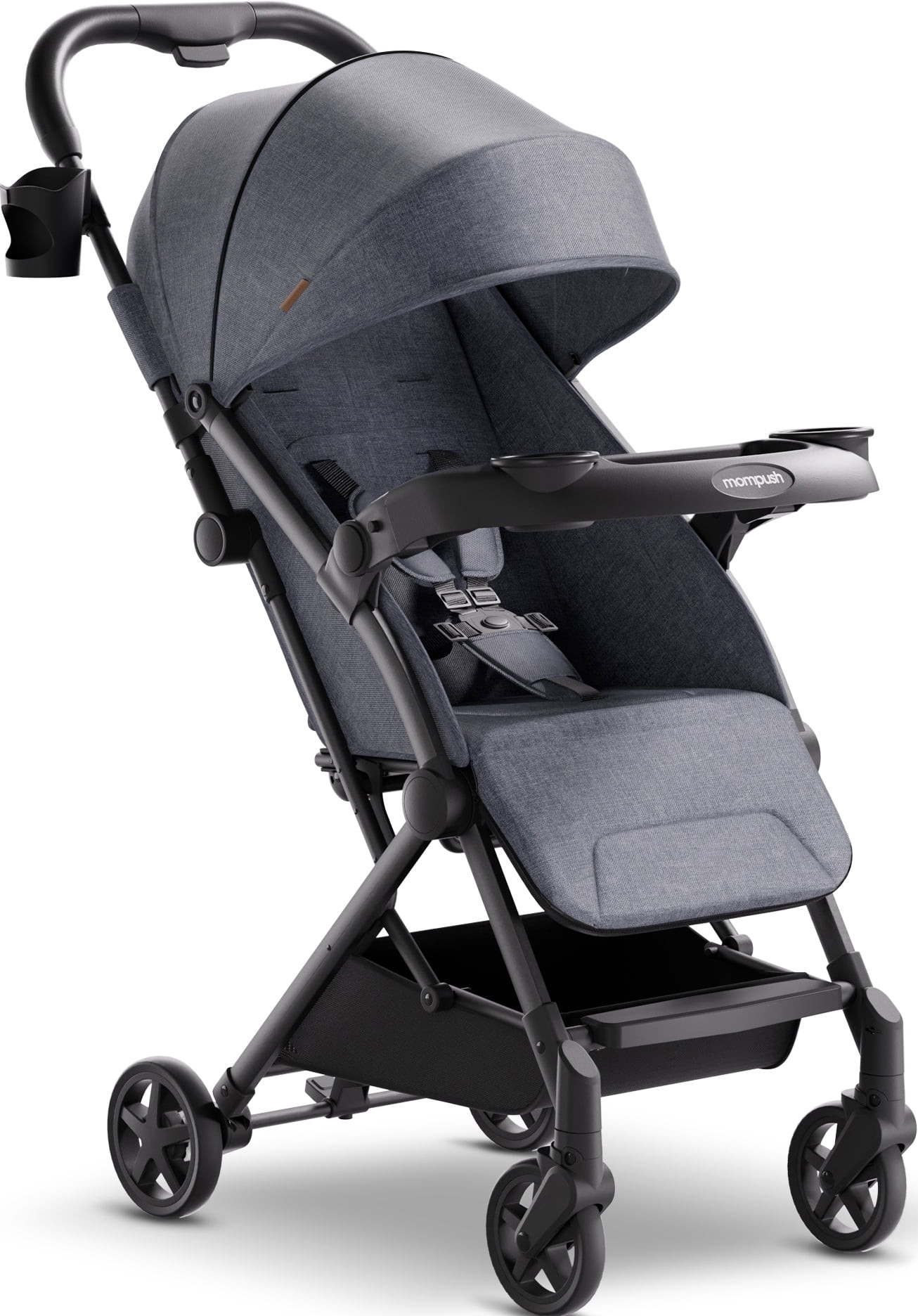 Mompush Lithe V2 Lightweight Stroller with Snack Tray, Newborn Nest Mode, Grey, 17.3LB, Unisex | Walmart (US)