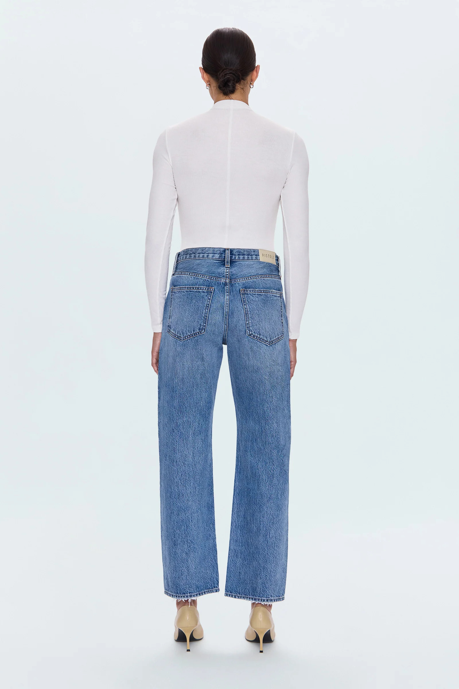 Lexi Mid Rise Bowed Straight Jean - Metropolis | Pistola Denim