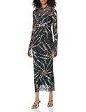 AFRM Women's Shailene Turtle Neck Long Sleeve Mesh Bodycon Midi Dress, Earthy Spiral Tie Dye, X-Smal | Amazon (US)