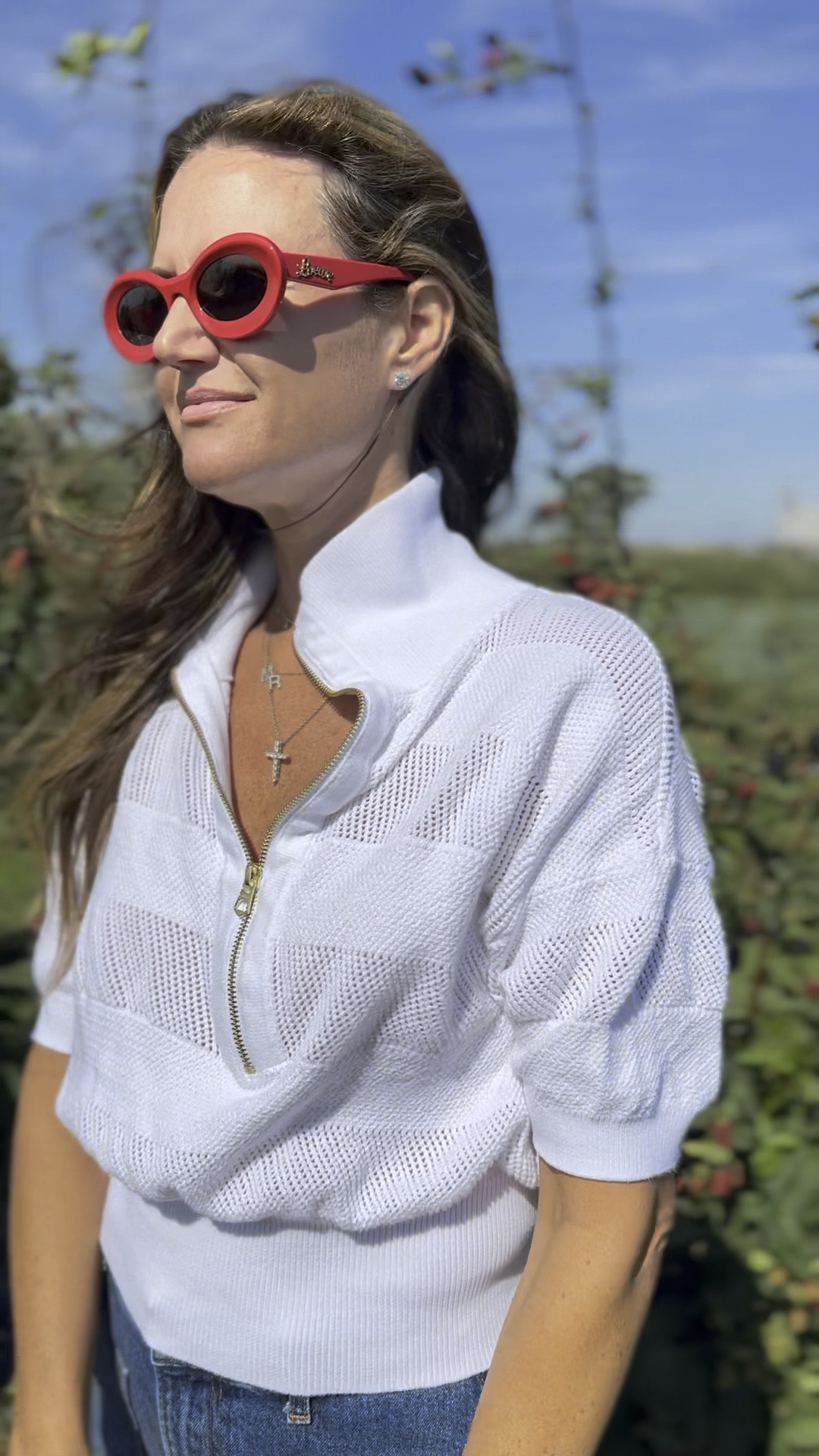 This top by Varley is so darling! I have been wearing non stop. I love these high waisted jean shorts by reformation and how edgy are these sunglasses. #summer #summerclothes #varley #loewe #sunglasses 

#LTKSeasonal