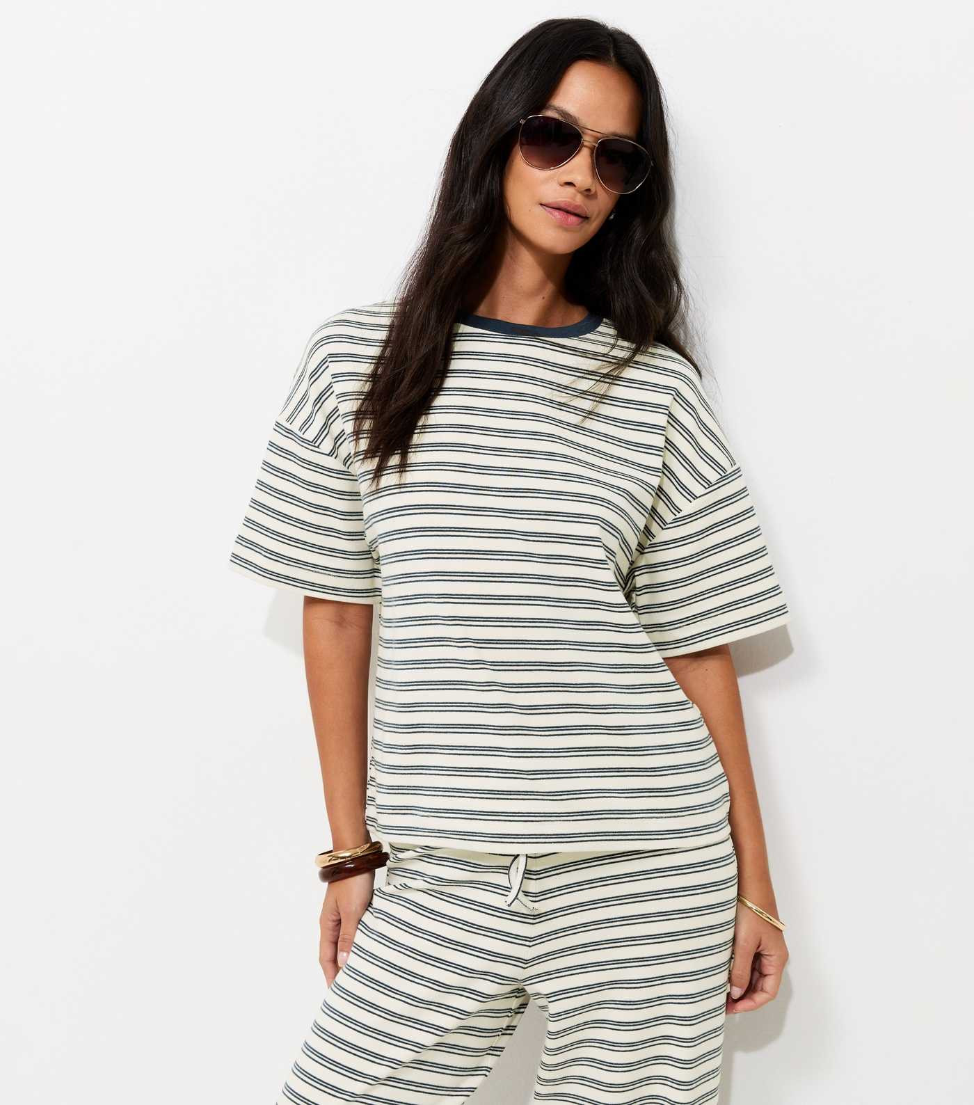 Blue Soft Touch Striped T-Shirt  | New Look | New Look (UK)