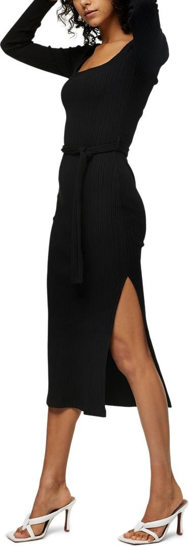 Jersey Ribbed Long Sleeve Midi Dress | Nordstrom