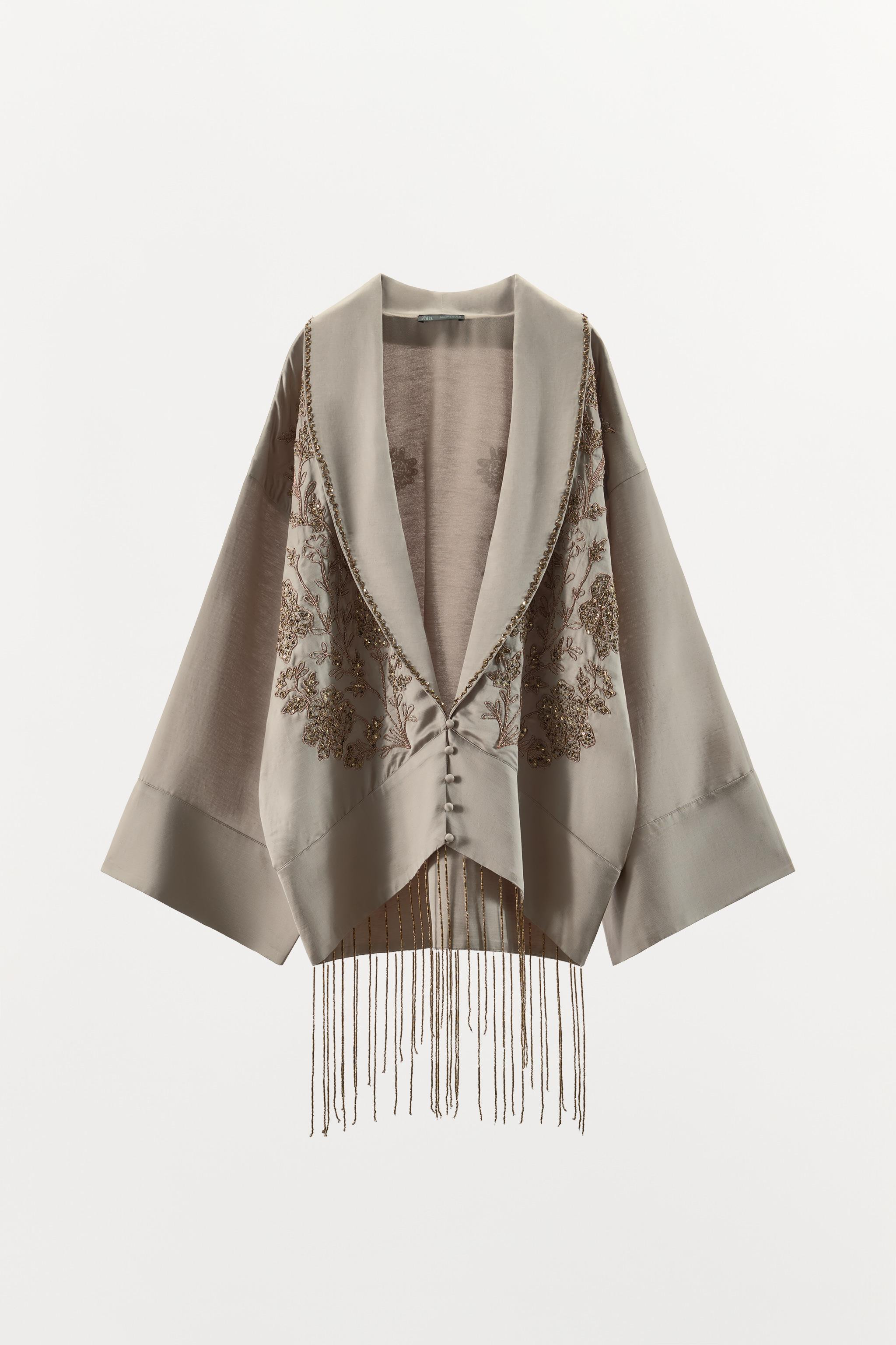 LIMITED EDITION EMBROIDERED BEADED KIMONO | Zara US