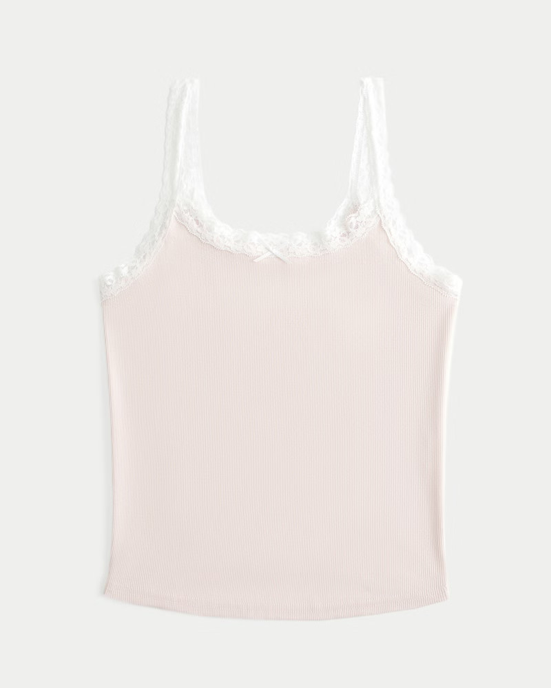 Ribbed Lace Trim Cami | Hollister (US)