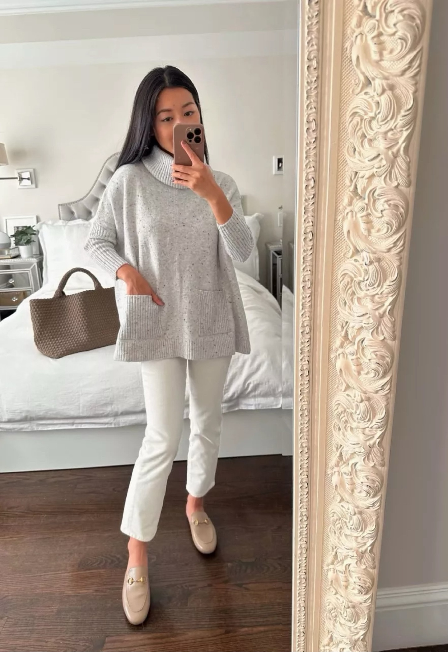 50% off at Loft with code NEW // this petite poncho sweater is perfect for a casual work outfit or WFH 

•Loft poncho xxs petite •J.Crew pants 24P (note: mine are a prior year) 
•Gucci miles 35.5 (also linked look for less) 
•Naghedi bag 
#petite

#LTKFind #LTKSeasonal #LTKunder100