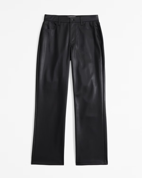 Women's Curve Love Vegan Leather Low Rise Baggy Pant | Women's Bottoms | Abercrombie.com | Abercrombie & Fitch (US)