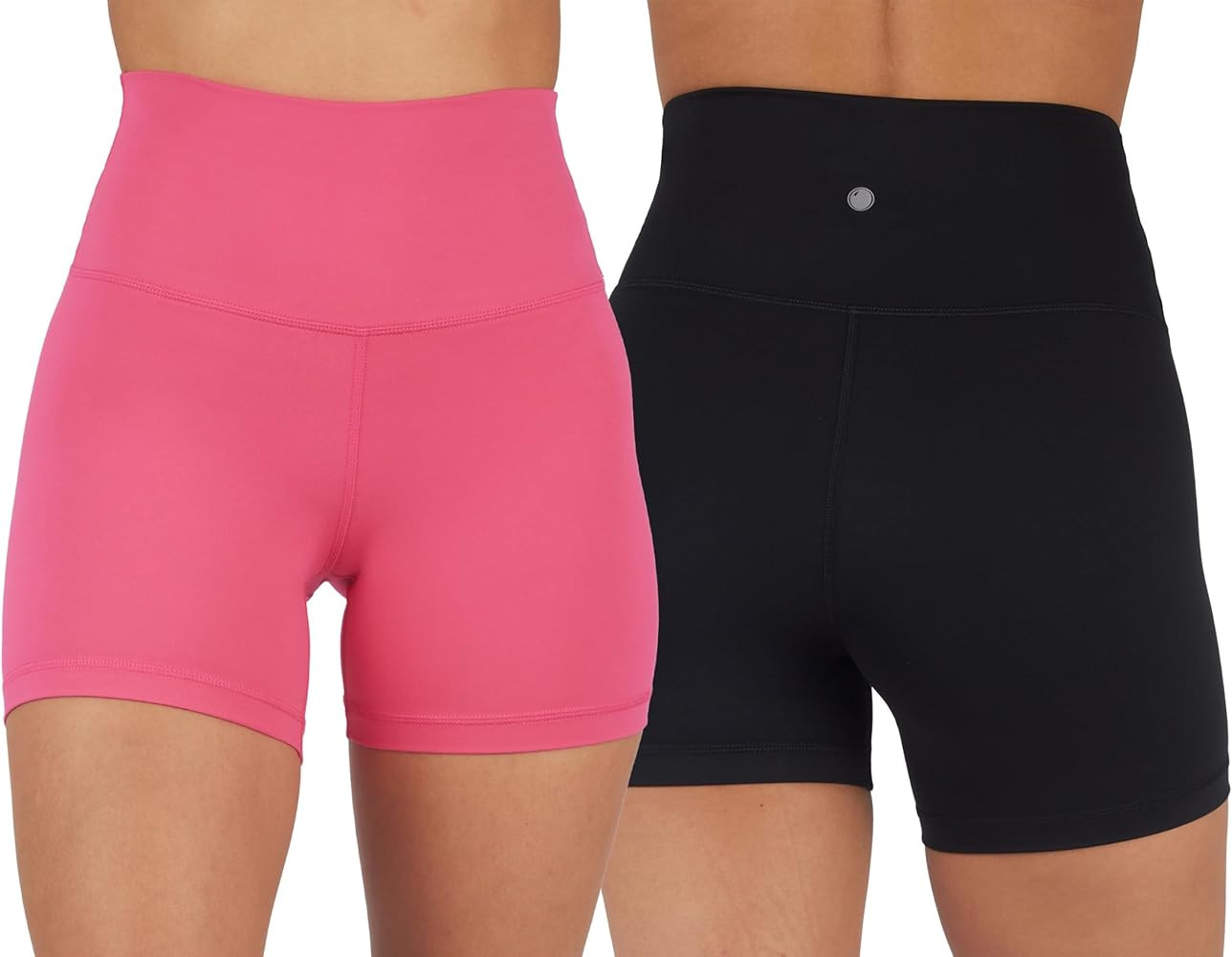 Yogalicious Lux High Waist Squat Proof Biker Short - 2 Pack 5", 7" | Amazon (US)