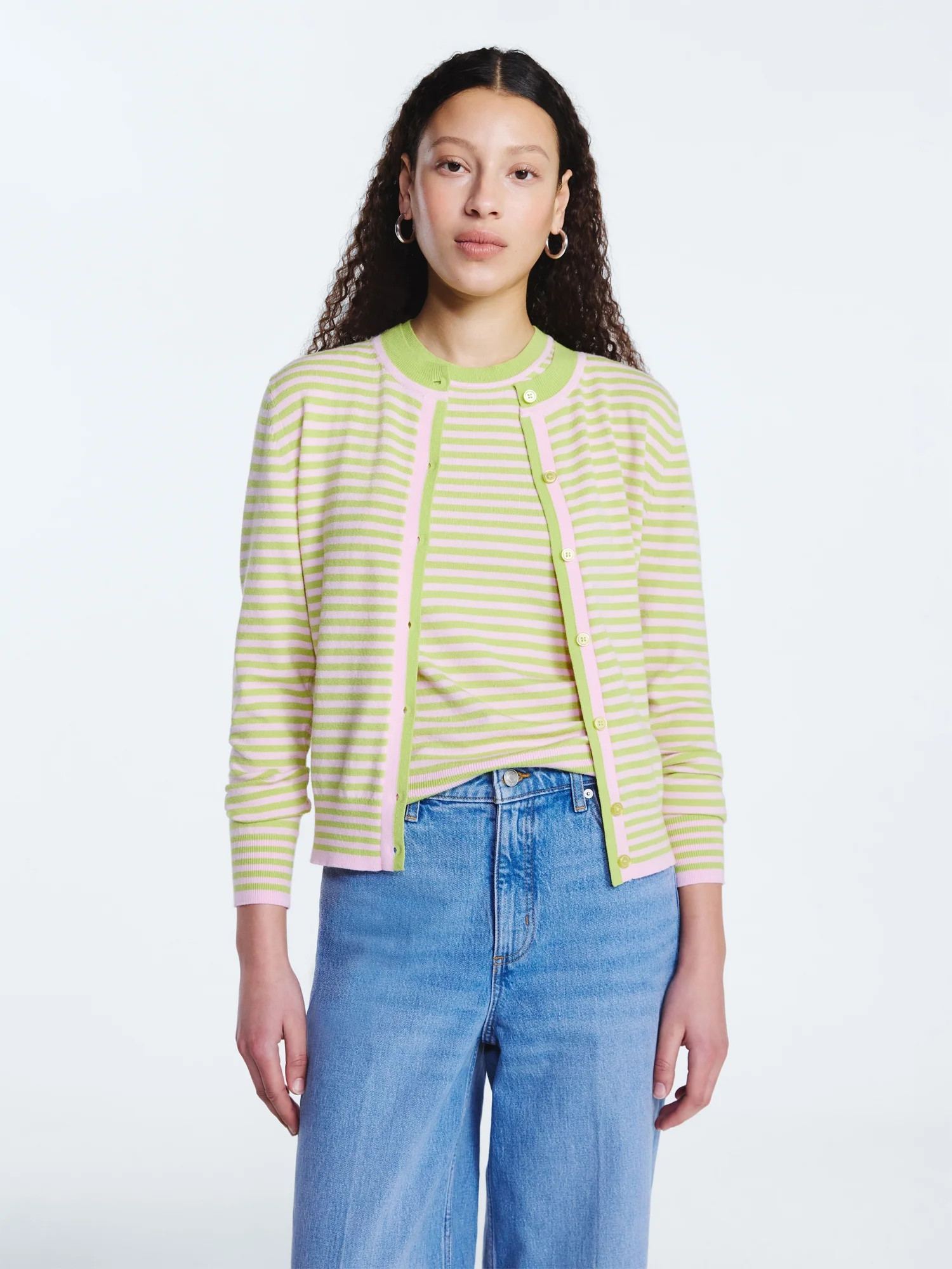 Free Assembly Women's and Women's Plus Solid, Stripe, & Print Classic Cozy Yarn Cardigan Sweater,... | Walmart (US)