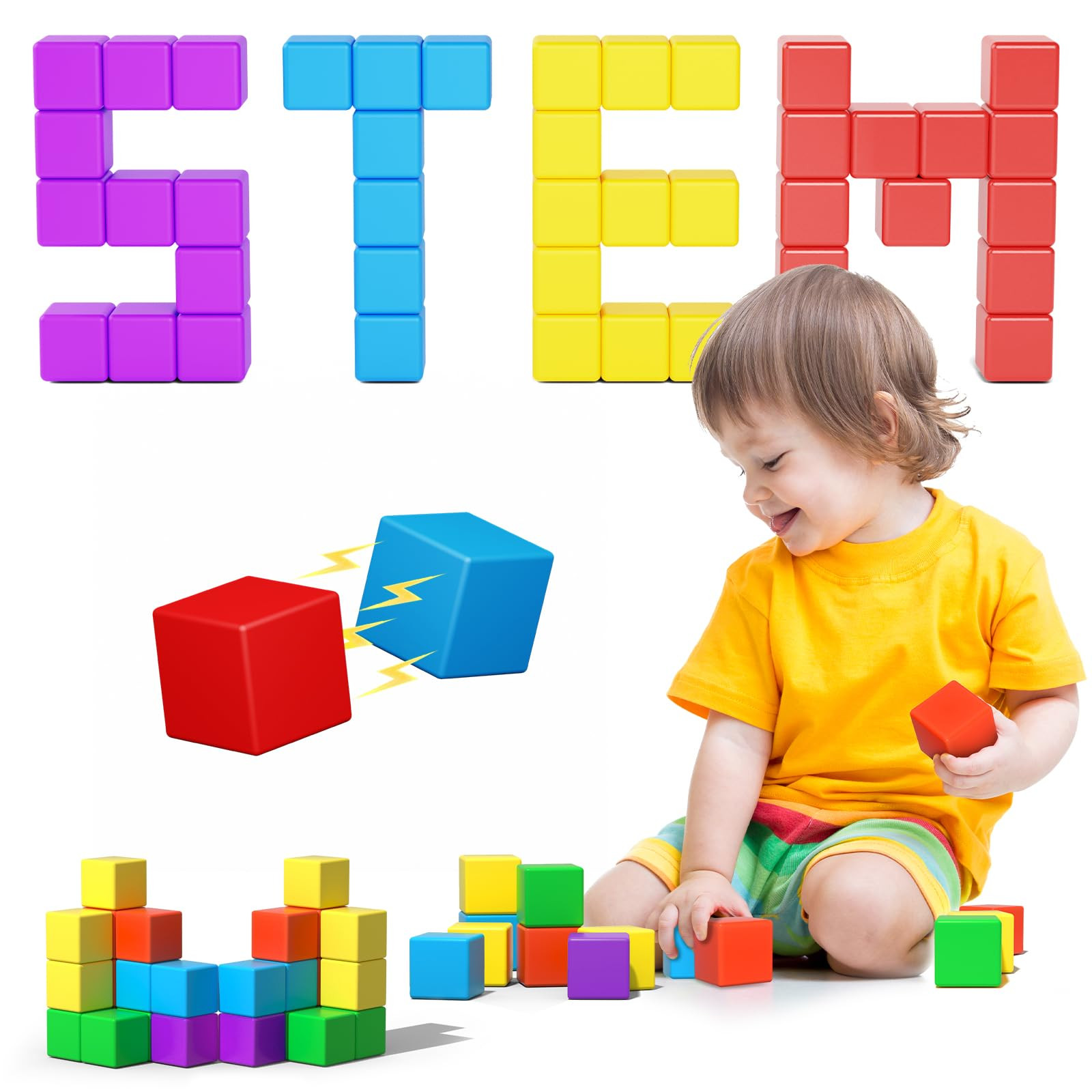 Large Magnetic Blocks Travel,20PCS 1.42in Building Blocks for Toddlers 3-5,Magnet Cubes for Toddl... | Amazon (US)