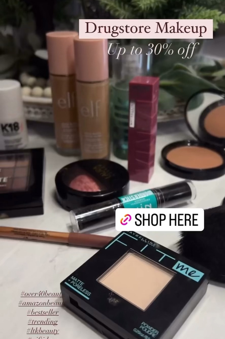 Today on the blog I shared drugstore beauty products I am currently using and loving 🥰! Plus most of these items are on sale up to 30% off!!

Foundation, serum, lipstick, blush, Maybelline, NYX eyeshadow, NYX couture miraclestick, bronzer. And more! 

Beauty, amazon beauty, over 40 makeup, over 50 beauty, mature, aging backwards, amazon, fall makeup, 

#LTKbeauty #LTKsalealert 

#LTKFindsUnder50 #LTKBeauty #LTKSaleAlert