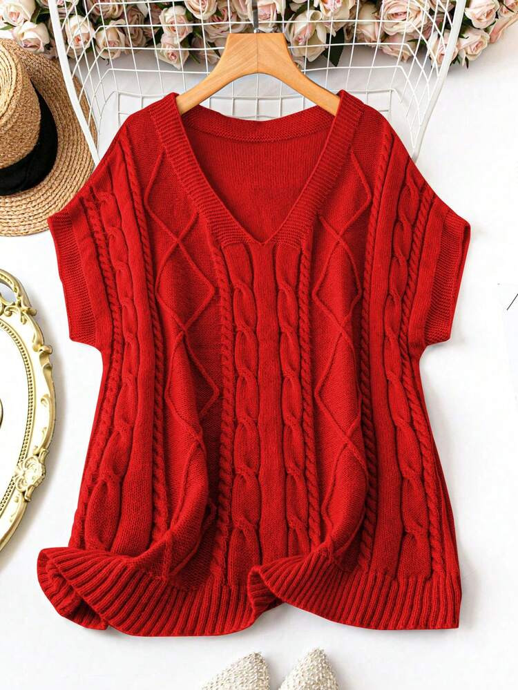 Red VNeck Seeater | SHEIN