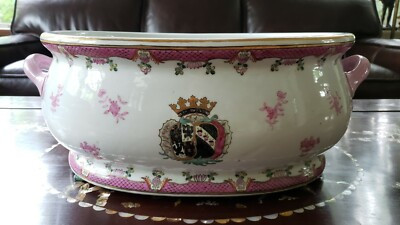 Large Vintage Oriental Armorial Porcelain Foot Bath Bowl Planter | eBay US