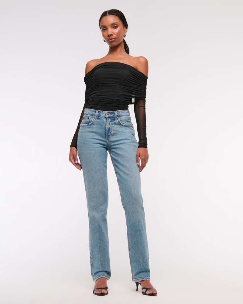Curve Love Mid Rise 90s Straight Jean | Abercrombie & Fitch (US)