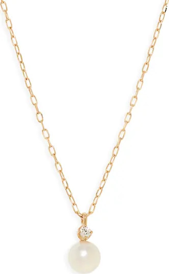 Akoya Cultured Pearl & Diamond Pendant Necklace | Nordstrom