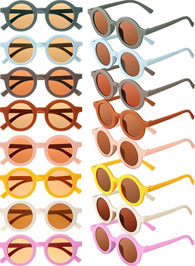 16 Pairs Kids Sunglasses Cute Round Sunglasses Toddler Glasses for Kids Boys Girls Beach Outdoor ... | Amazon (US)