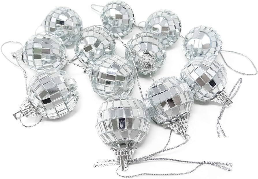 HONBAY 12PCS Mirror Disco Ball Tree Ornament Decoration with Fastening Strap for Home and Party (... | Amazon (US)