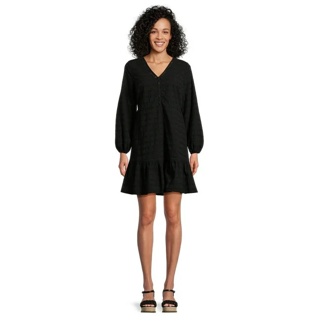 Time And Tru Women Tiered Mini Eyelet Dress | Walmart (US)