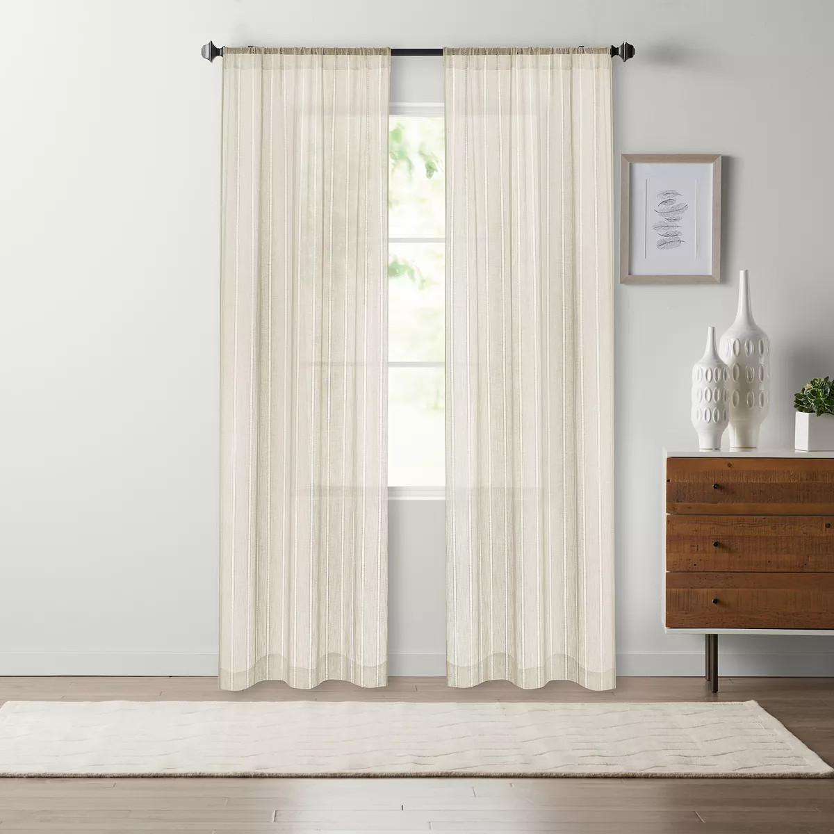 Sonoma Goods For Life® Open Weave Stripe Sheer Set of 2 Window Curtain Panels | Kohl's