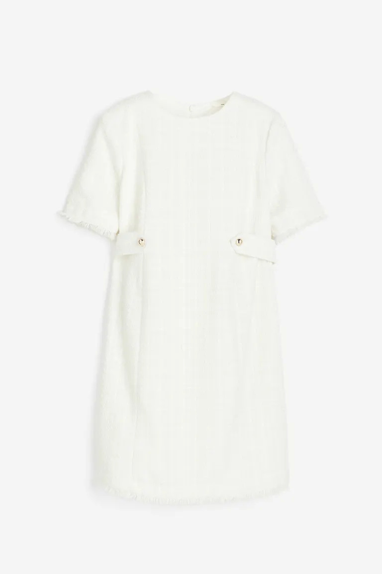 MAMA Bouclé Dress - White - Ladies | H&M US | H&M (US + CA)